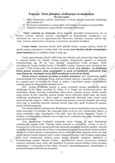 tarix falsafasi, sivilizatsiya va madaniyat — DOCX