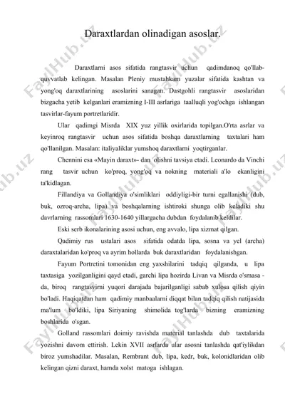 daraxtlardan olinadigan asoslar — DOC