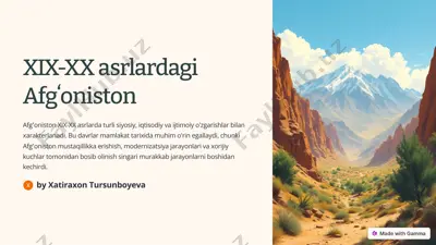 afgʻoniston xix-xx asrlardagi o'zgarishlar — PDF