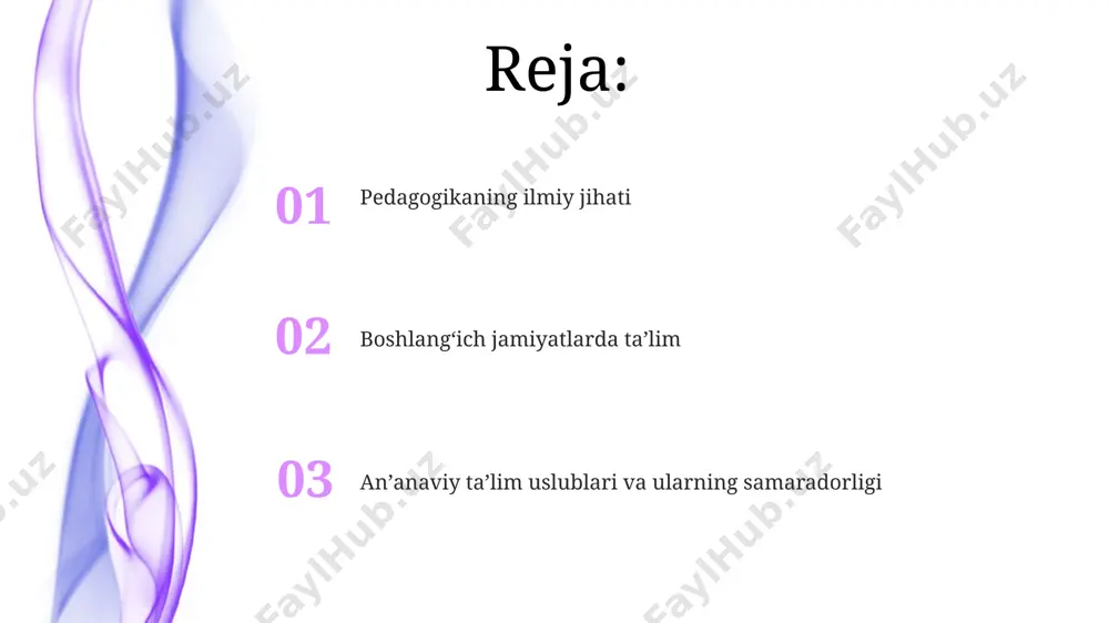 oʻrganish oʻtmishdagi jamiyatlarda 10 dan ortiq hunarmandchilik turlarini oʻrgatishda shogird-ustoz modeli orqali amaliy tajriba almashinuvi muhim rol oʻynagan. anʼanaviy pedagogik usullarni oʻrganish, masalan, 3-7 yoshli bolalarga ogʻzaki hikoyalar orqali bilim berish, ularning kognitiv rivojlanishiga sezilarli taʼsir koʻrsatganini koʻrsatadi. e'tiboringiz uchun rahmat @taqdimot_robot image4.jpg image5.jpg image6.jpg image7.jpg image8.jpg image1.jpeg image2.jpeg image3.jpeg