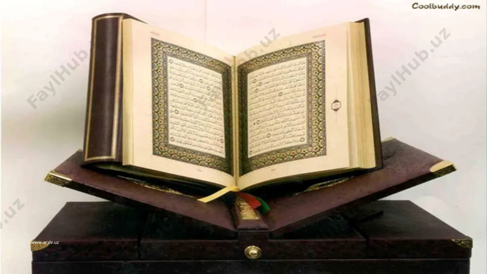 oyatlar yozilgan. shim.-sharqiy devorda 2 m cha balandlikda oʻyma naqsh b-n bezatilgan kumush zanjirli eshik bor. k.ga chiqiladigan gʻildirakli zinapoya oʻyma naqsh b-n, kumush qoplab jozibador bezatilgan. k. ichkarisida uchta ustun boʻlib, koʻpdan koʻp chiroq osilgan, sovgʻa qilingan qurʼon nusxalari saqlanadi. shim.gʻarbiy devorning tomidan tilla suvi yugurtirilgan tarnov koʻrinib turadi, u almizob yoki mizob ar-rahma deb ataladi. shu tarnov b-n gʻarbiy burchak oraligʻi qibla hisoblanadi. k.ni tosh yotqizilgan yoʻlka oʻrab turadi. bu yoʻlkadan ziyoratchilar yurib aylanib oʻtishadi (tavof qilishadi). eshik roʻparasida ibrohim maqomi bor, u tosh inshoot boʻlib, k.ni tiklayotganda ibrohim (as) shu toshda turgan deydilar. toshda odam izlari koʻrinadi. "qora tosh" yaqinida muqaddas zamzam bulogʻi bor. islomning paydo bo`lishi va uning ta`limotini ilmiy nuqtai nazardan o`rganish masalasi o`tgan asrning 30-yillariga kelib jid-diy ravishda o`rtaga qo`yildi. bu sharqshunoslik va umuman tarix fanining tiklanish davri edi. asrlar davomida tarix fani va sharqshunoslik erishgan yutuqlar va yuzaga keltirgan xulosalarni ilmiy nuqtai nazaridan …