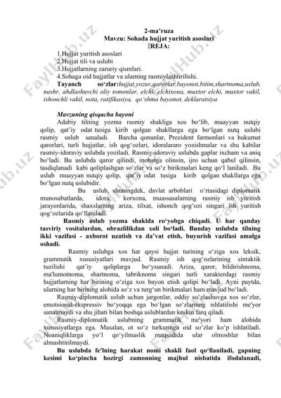 hujjat yuritish asoslari — DOCX