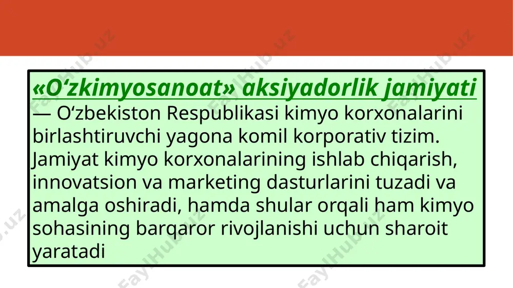 ebruary 2023 yil “o‘zkimyosanoat” aksiyadorlik jamiyati o‘zbekiston respublika tovar-xom ashyo birjasidagi o‘z savdo maydonchasi orqali tashkilot tizimidagi korxonalar tomonidan ishlab chiqarilayotgan kimyo mahsulotlari savdosining 2023-yil 6-fevral sanasidagi yakuni bo‘yicha ma'lumotlarni taqdim etadi. o‘zbekiston respublika tovar-xom ashyo birjasidagi kimyo sanoat mahsulotlarining 6-fevral sanasidagi savdo yakunlari // 04 february 2023 yil “o‘zkimyosanoat” aksiyadorlik jamiyati o‘zbekiston respublika tovar-xom ashyo birjasidagi o‘z savdo maydonchasi orqali tashkilot tizimidagi korxonalar tomonidan ishlab chiqarilayotgan kimyo mahsulotlari savdosining 2023-yil 3-fevral sanasidagi yakuni bo‘yicha ma'lumotlarni taqdim etadi o‘zbekiston respublika tovar-xom ashyo birjasidagi kimyo sanoat mahsulotlarining 3-fevral sanasidagi savdo yakunlari 2022-yilning 24-sentabr kuni "o'zkimyosanoat” aj tizimidagi korxonalar tomonidan o'zbekiston respublika tovar-xom ashyo birjasi ochiq birja savdolari orqali 5179 tonna 16998,9 mln. so'mlik mineral o'g'itlar sotildi. bir kun oldin bu ko'rsatkich past bo'lgan, ya'ni 23- sentabr kuni 12471,5 mln. so'mlik 5451 tonna mineral o'g'itlar sotilgan. в режиме слайд-шоу щелкните стрелку, чтобы войти в центр начала работы с powerpoint. 10 e'tiboringiz uchun …