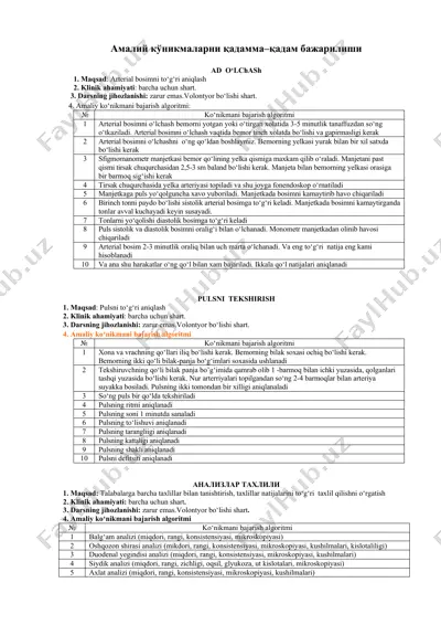 arterial bosimni o‘lchash algoritmi — DOC