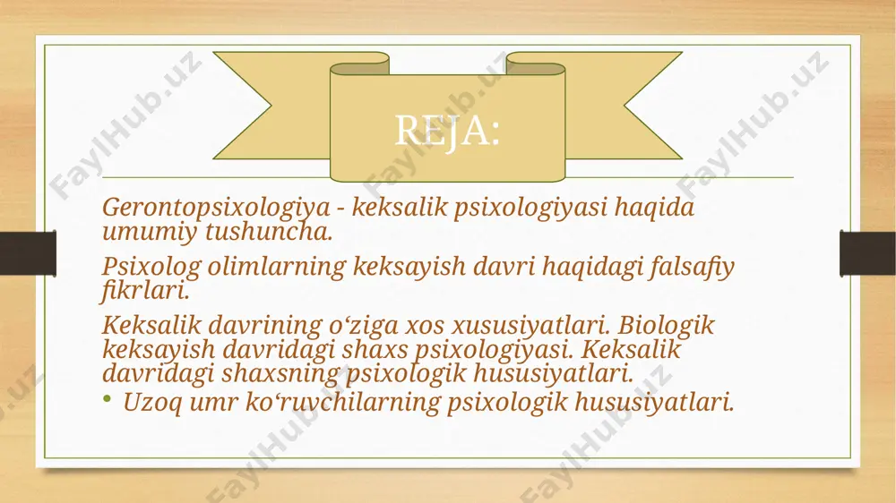 ofdagilar tomonidan seziladi. keksalik ijtimoiy muammo sifatida. ijtimoiy nazariyalarga «erkinlik» hamda «o‘yindan chiqish» nazariyalari misol bo’la oladi. jamiyatdan uzoqlashuv, motivatsiyaning o‘zgarishi, kommunikativlikning pasayishi, o‘z ichki dunyosiga o‘ralashib qolish kabilarda kuzatiladi. jamiyatdan uzoqlashish ilgarigi ijtimoiy rollarning yo‘qotilishi, sogliqning yomonlashuvi, topish-tutishning kamayishi, yaqin kishilarning yo‘qotilishi yoki uzoqlashishida namoyon boladi. faollik nazariyasi («yangi bandlik») jamiyatdan uzoqlashish nazariyasiga qarama-qarshidir. faollik nazariyasi keksalarni jamiyat hayotiga tortish, ular qanchalik faol bolsa, ularning hayotdan qoniqqanlik darajasi yuqori boladi, degan g’oyaga asoslanadi. uzluksiz hayot yoli konsepsiyasi qarilikni ilgarigi hayot uslubini saqlab qolish uchun kurash maydoni sifatida talqin etadi. qarilik davrida rivojlanishning yosh vazifalari quyidagilarda bolishi mumkin: — yosh o‘zgarishlariga moslashish, tana, psixofiziologik; — keksalikni adekvat idrok etish (salbiy stereotiplarga qarshi turish); — vaqtni aql bilan taqsimlash, qolgan hayotini maqsadga yo‘naltirib foydalanish; — rollarni qayta yo‘naltirish, eski rollar pozitsiyasidan voz kechish va yangilarini shakllantirish; — yaqin insonlarning yo‘qotilishi va farzandlarning uzoqlashishi munosabati bilan boladigan affektiv holatlarga qarshi kurashish, emotsional …