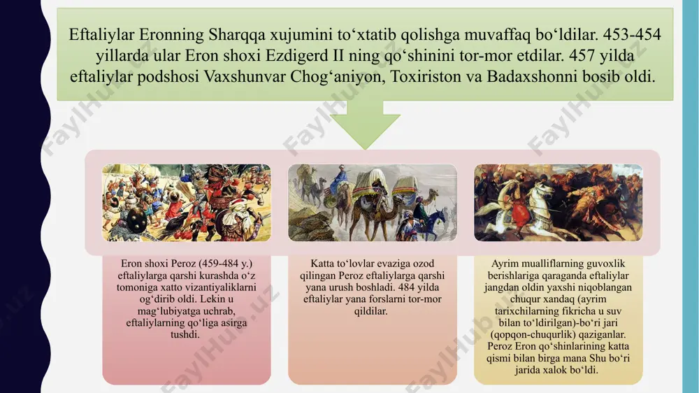 oy rohibi syuan szan tun yabgʻu-xoqon huzurida boʻlgan paytda qoʻshinlarning bir qismi otliq, bir qismi tuyada ekanligiga guvoh boʻladi. xoqonlik qoʻshinlarining asosiy qismini ashina turklari va ular bilan qoʻshni yashagan koʻplab turkiy qabilalar tashkil et-gan. xoqonlik hududlari kengaygan sari zabt etilgan oʻlkalardan ham askarlar olingan boʻlishi kerak. 626-628-yillarda gʻarbiy turk xoqonligi qoʻshinlari kavkazda janglar olib borgan payt-da qoʻshinning bir qismi markaziy osiyolik turkiy qabilalardan, bir qismi esa shimoliy kavkazda qadimdan yashab kelayotgan xazar turklaridan tashkil topgan edi. jumladan, moisey kagankavasi va baʼzi tarixchilar ushbu janglarda shimoldan kelgan “sochi oʻrilganlar” bilan birgalikda, xoqonning tajribali jangchilari-ning xazarlardan iborat ekanligini qayd etadilar. xoqonlik qoʻshinining qurol-yarogʻlari ancha mustahkam boʻlganini tasdiqlaydigan maʼlumotlar nafaqat xoqonlikning markaziy hududlari boʻlmish mazkur joylardan, balki xoqonlik tarkibida boʻlgan oʻtroq vohalardan topilgan arxeologik materiallarda ham oʻz tasdigʻini topgan. jumladan, uzoq yillar davomida panjikent shahar xaroblarida arxeologik qazishmalar olib borgan v. i. ras­popova vii–viii asrlarda sugʻdda qoʻllanilgan qurol-aslahalarga qadimgi turklarning katta taʼsiri …