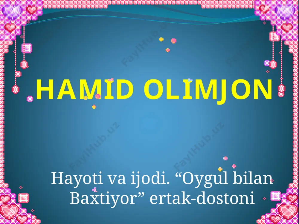 kka ko‘z qo‘ygandek» degan ibora bor. shu iborani oygul bilan baxtiyorga nisbatan ishlatsa bo‘ladimi? 2. oygul zolim podshoh qo‘lidan qutulish uchun o‘zini tashlagan daryo qaysi daryo bo‘lishi mumkin? 3. baliq qornidan tirik chiqqan oygulning o‘zi baxtiyorning otasiga unga kelin bo‘lmoq niyatida ekanini aytadi. shu holatni qanday izohlaysiz? 4. asarning qaysi qahramoni o‘z ozodligi, baxt-u saodati yo‘lida ko‘proq harakat qiladi? buning sababi nimada, deb o‘ylaysiz? 5. ertak-dostondan o‘zingizga eng ma’qul bo‘lgan lavhani yod oling. e’tiboringizdan xursandmiz! audio1.wav image2.gif image3.jpeg image4.jpeg image5.jpeg image6.gif image7.jpeg image8.gif image9.gif image10.gif image11.png image12.jpeg image13.jpeg image14.jpeg image15.gif image16.gif image17.gif image18.jpeg image19.jpeg image20.gif image21.png image22.gif image23.jpeg image24.png image25.png image26.jpeg image27.gif image28.gif /docprops/thumbnail.jpeg