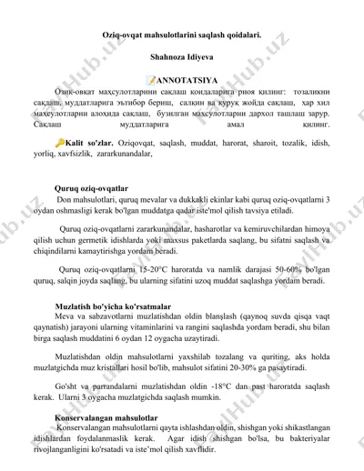 quruq oziq-ovqatlar — DOCX