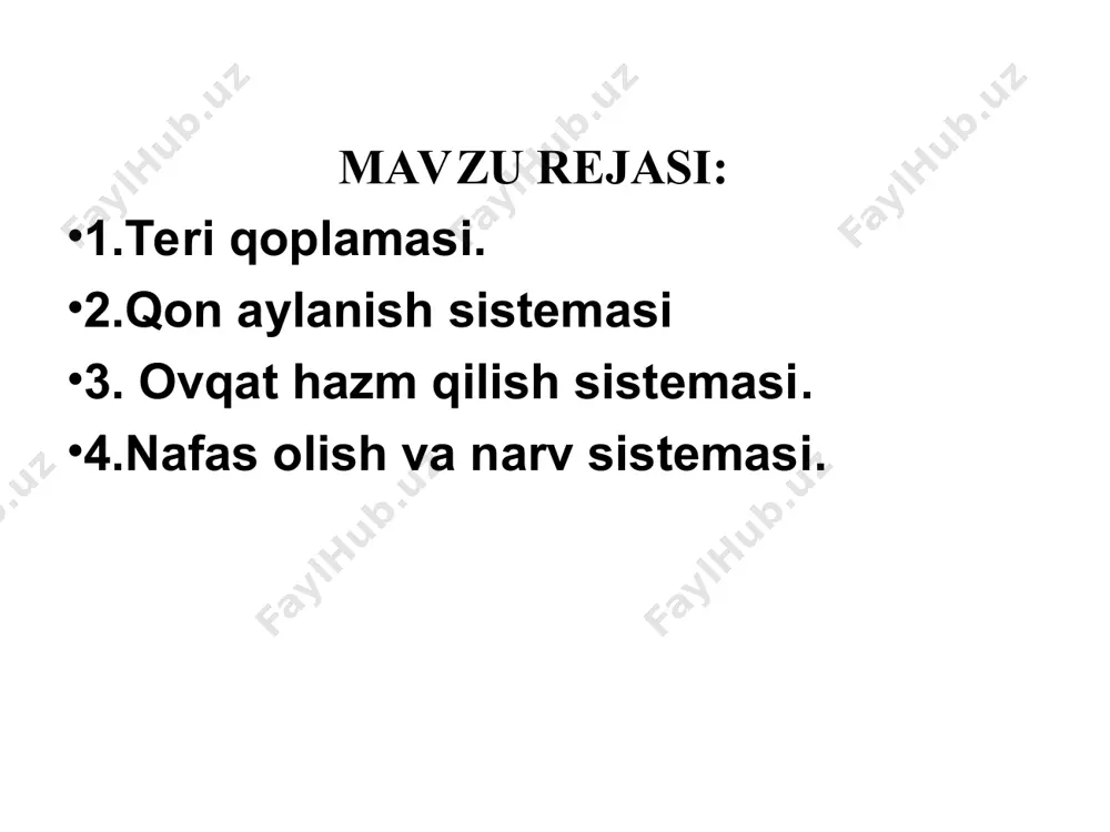 ab harakat qilib, organizmda modda almashinuv jarayonini va hasharot rivojlanishini boshqaradi. hasharotlarda uch xil endokrin bezlar, jumladan bosh miyaning neyrosekretor to’qimalari, old ko’krakda joylashgan protorakal bezlari va yondoshish bezlari yaxshi o’rganilgan. қон айланиш системаси қонни гавда бўшлиғининг елка томонида перикардиал бўлимида жойлашган елка қон томирлари харакатга келтиради. елка қон томирининг олдинги қисми – аорта ва кейинги қисқариб кенгаювчи камералардан тузилган қисми юракка бўлинади. елка қон томирларининг хар қайси камерасининг икки ён томонида биттадан тешикча –устьицалар бўлиб уларда ичига қараган клапанлар бор. ҳашарот қони гемолимфаси- хужайралараро суюқ модда гемоплазмадан ва шаклли элементлар –гемоцид хужайраларидан иборат. қонни таркиби плазмада -катион ва анионлар шаклидаги анорганик тузлар, озиқ моддалар, сийдик кислата, ферментлар гармон ва пигментлар мавжуд. 75-90% гача сув бўлади. hasharotning qoni yoki gemolimfa yagona suyuq to’qima bo’lib, plazma va qon tanachalari – gomotsidlardan tashkil topadi. qon aylanish tizimi o’ziga xos holatda bo’lib, umurtqali hayvonlarnikidan jiddiy ravishda farq qiladi. u yopiq emas, qon tana …