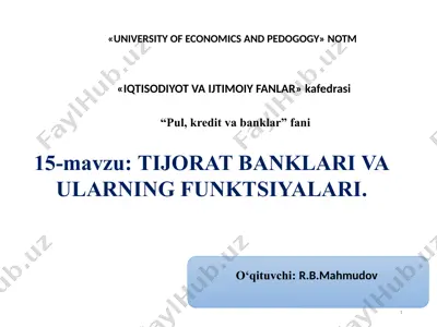 tijorat banklari va ularning funksiyalari — PPTX