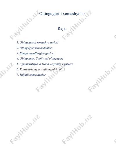 oltingugurtli xomashyolar — DOCX