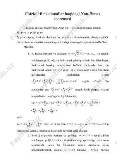 chiziqli funkstionallar haqidagi xan-banax teoremasi — DOC