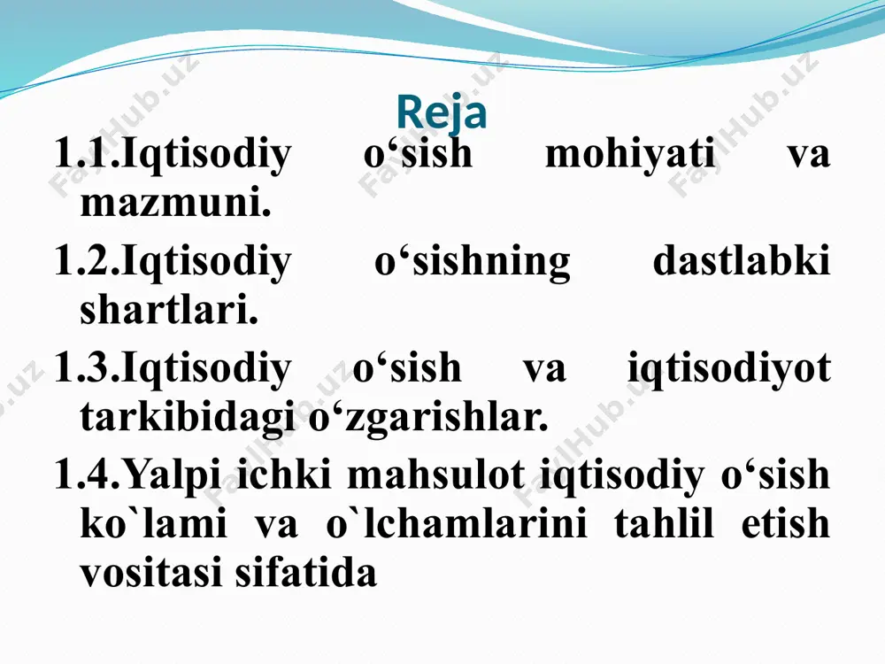 sodiyot nazariyasi va jahon amaliyoti ko‘rsatishicha mamlakatlarni yillik yaimni o‘sish sur’ati 7% dan kam bo`lmasa yaimning hajmi 30 yilda 2 marta ko‘payadi. yaimning yillik o‘sish sur’ati 10% dan kam bo‘lmasa, mamlakat yaim hajmi 7 yilda 2 marta ko‘payadi. iqtisodiy o‘sish zamiridagi zamonaviy iqtisodiy nazariyada odatda tabiiy ahamiyatga ega ishlab chiqarish hajmining real tushib ketishi va qisqa muddatli ravnaqi emas, balki uzoq muddatli vaqt oralig‘idagi ishlab chiqaruvchi kuchlar rivojlanishiga bog`liq ishlab chiqarish real hajmi tabiiy darajasining uzoq muddatli o‘zgarishi tushuniladi. real iqtisodiy o‘sish mohiyati iqtisodiyotni asosiy ziddiyatlarining yangi darajasida qayta tiklash va ruxsat berishdan iborat: ishlab chiqarish resurslarining cheklanganligi va jamiyat ehtiyojlarining cheklanmaganligi o‘rtasida. bu qarama-qarshilik ikki asosiy usulda bo‘ladi: - ishlab chiqarish quvvatining oshishi hisobiga; - ishlab chiqarish quvvati va jamiyat ehtiyojlari rivojlanishiga ega bo‘lgan samarali foydalanish hisobiga. biroq bu jarayonda har bir yangi bosqichda ishlab chiqarish imkoniyatlari kengayishidagi rivojlanishda barcha jamiyat ehtiyojlari qondirilmaydi. jamiyat ehtiyojlari ishlab chiqarish resurslariga munosabatda …