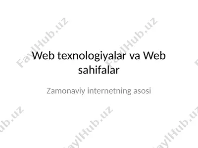 web texnologiyalar va web sahifalar — PPTX