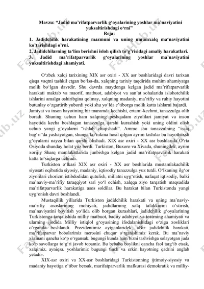jadid ma’rifatparvarlik harakati — DOCX