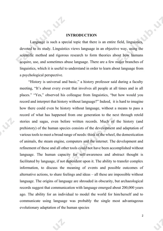 ility to transfer complex information, to discuss the meaning of events and possible outcomes of alternative actions, to share feelings and ideas – all these are impossible without language. the origins of language are shrouded in obscurity, but archaeological records suggest that communication with language emerged about 200,000 years ago. the ability for an individual to model the world for him/herself and to communicate using language was probably the single most advantageous evolutionary adaptation of the human species the teaching of any subject matter is usually based on an analysis of the nature of the subject itself and the application of teaching and learning principles drawn from research and theory in educational psychology. the result is generally referred to as a teaching method or approach, by which we refer to a set of core teaching and learning principles together with a body of classroom practices that are derived from them. …