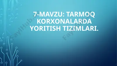 tarmoqli korxonalarda yoritish tizimlari — PPTX