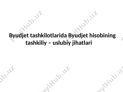 byudjet tashkilotlarida byudjet hisobining tashkiliy – uslubiy jihatlari  — PPTX