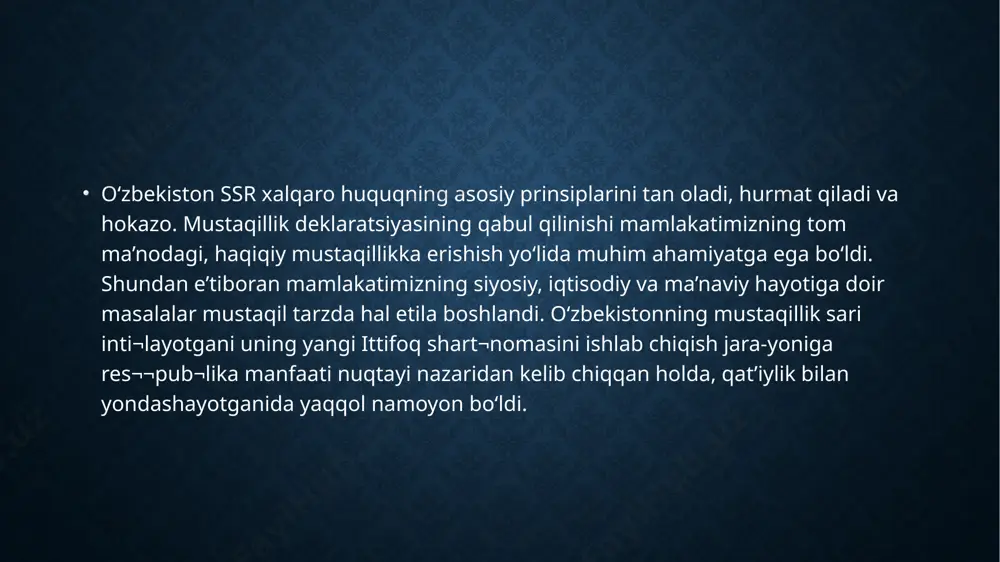 o‘zbekiston ssr mustaqillik deklaratsiyasini qabul qilish tarixiga bag‘ishlangan mustaqil ish - Page 5