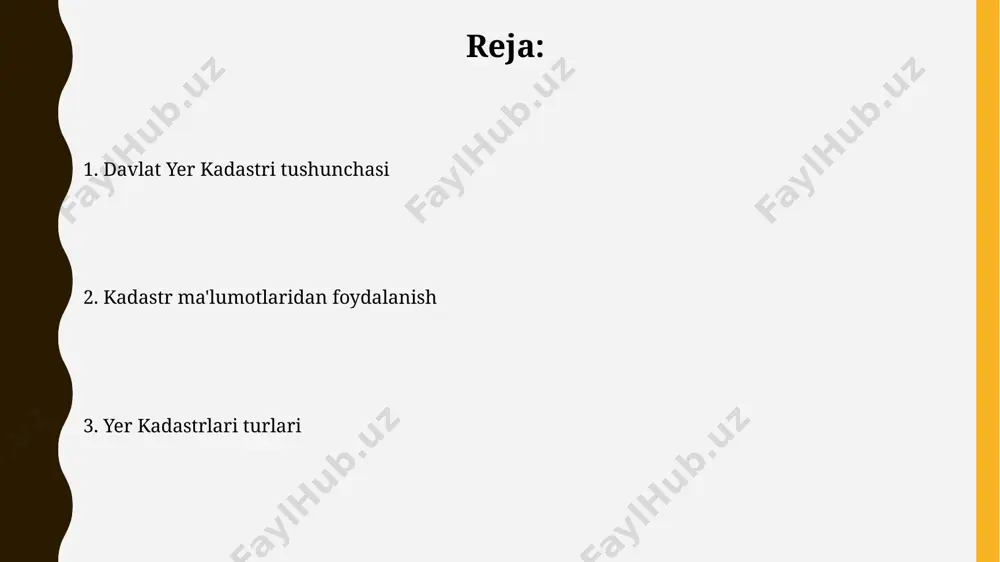 parametrlar aks ettiriladi, bu esa yer resurslarini boshqarishda muhim ahamiyatga ega. kadastrni yangilash va takomillashtirish geodezik ishlar natijalari asosida 1:5000 va 1:2000 masshtabli xaritalar yaratish va kadastr reestrini yangilash aniqligi va ishonchliligini oshiradi. kadastr hujjatlarini raqamlashtirish va geospatial axborot tizimlariga oʻtkazish orqali ma'lumotlarga kirish tezligi 20% ga va aniqligi 15% ga oshiriladi. kadastr xatolarini tuzatish va oldini olish kadastr xatolarining 80%i geodezik o'lchovlarning noaniqligi va mavjud texnologiyalardan samarali foydalanmaslik natijasida yuzaga keladi, shuning uchun zamonaviy jihozlar va malakali mutaxassislarni jalb qilish muhimdir. yer uchastkalari chegaralarini aniqlashda 3d modellashtirish va gis texnologiyalaridan foydalanish xatoliklarni 50% gacha kamaytirishi va kadastr ma'lumotlarining ishonchliligini oshirishi mumkin. an'anaviy yer kadastri an'anaviy kadastrda yer uchastkalari to'g'risidagi ma'lumotlar ko'pincha qog'oz shaklida saqlanadi, bu esa ma'lumotlarga kirish va ularni qayta ishlashni qiyinlashtiradi va taxminan 10% ga yaqin xatolikka olib kelishi mumkin. ushbu tizimda, 20-asrning o'rtalariga kelib ishlab chiqilgan texnologiyalarni qo'llab, yer uchastkalarining maydonini hisoblashda geometrik usullar qo'llanilib, aniqlik …