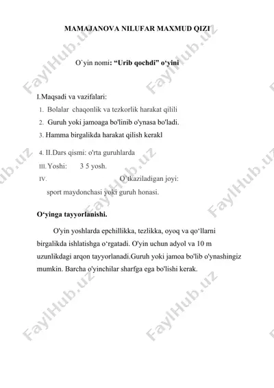 urib qochdi o‘yini — DOCX