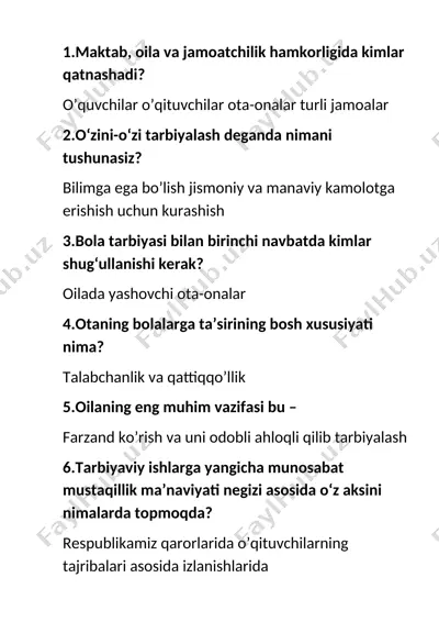 tarbiya sohasida amaliy ishlar — DOCX