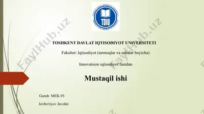 innovatsion loyihalar va ularning ahamiyati — PPTX
