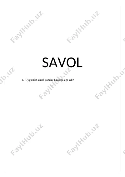 uyg‘onish davri va hayot — DOCX