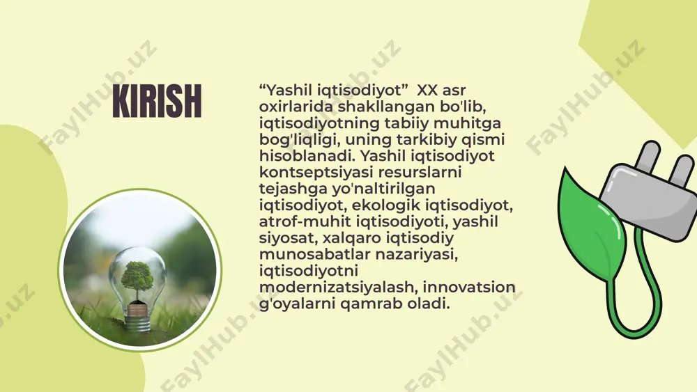aror rivojlanish bo‘yicha “rio+20” nomini olgan konferensiyalarini kiritish mumkin. barqaror rivojlanish maqsadlari har bir inson uchun farovon turmush tarzini yaratishga xizmat qiluvchi iqtisodiy, ijtimoiy, ekologik ko‘rsatkichlarni o‘z ichiga oladi. ushbu maqsadlar bmtga a’zo barcha davlatlar tomonidan 2015-2030-yillarda amalga oshirilishi kun tartibiga kiritilgan. barqaror rivojlanish maqsadlari dasturi 17 ta global maqsadlarni va ular bilan bog‘liq 169 ta vazifalarni o‘z tarkibiga oladi: 1) qashshoqlikni yo‘qotish; 2) ochlikni tugatish; 3) sog‘lik va farovonlik; 4) sifatli ta’lim; 5) gender tengligi; 6) toza suv va sanitariya; 7) arzon va toza energiya; 8) munosib ish o‘rinlari yaratish va iqtisodiy o‘sish; 9) sanoatlashtirish, innovatsiyalar, infratuzilma; 10) tengsizlikni kamaytirish; 11) barqaror shaharlar va qulay yashash joylarini yaratish; 12) mas’uliyatli iste’mol va ishlab chiqarish; 13) iqlim o‘zgarishiga qarshi kurashish; 14) dengiz ekotzimlarini asrash; 15) quruqlikdagi ekotzimlarni asrash; 16) tinchlik, adolat va samarali boshqaruv; 17) barqaror rivojlanish yo‘lida hamkorlik. barqaror rivojlanish doirasida barqaror iqtisodiy o‘sishni ta’minlash, “sof texnologiyalar”ga nisbatan innovasion …