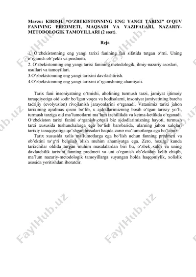 "o‘zbekistonning eng yangi tarixi fanining maqsadi va vazifalari" — DOCX