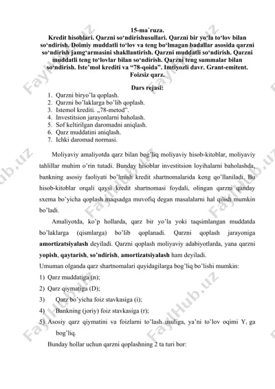 kredit hisoblari — DOC