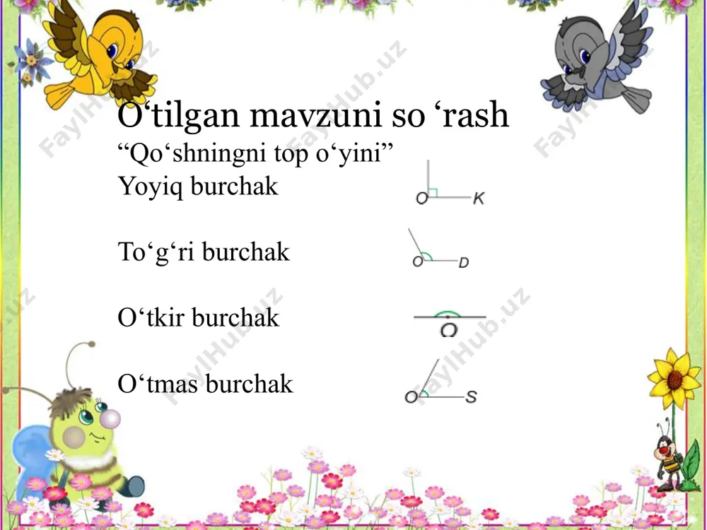 "burchak gradusini mustahkamlash" matematika darsi taqdimoti - Page 4