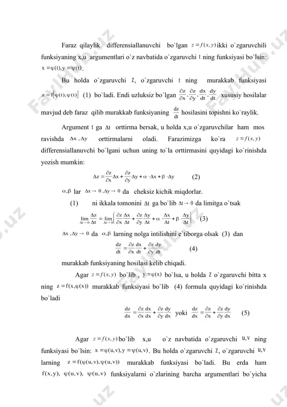 ¶ y x f x y f x y x y y x x y = - = - - + + ' ( , ) ' ( , ) 2 2 6 ) , ( y x f z = " î (x, y) d ¶ ¶ ¶ ¶ z x z y , ¶ ¶ ¶ ¶ ¶ ¶ ¶ ¶ z x z x z y z y x y x y æ è ç ö ø ÷ æ è ç ö ø ÷ æ è ç ö ø ÷ æ è ç ö ø ÷ 1 1 1 1 , , , ¶ ¶ ¶ ¶ z x z x ки z ки f x y x xx xx æ è ç ö ø ÷ = = = = = 1 2 2 (ё ) ' ' (ё ) ' ' ( , ) ¶ ¶ …