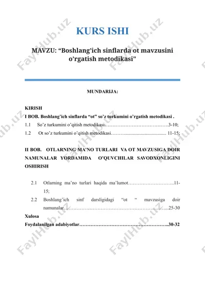 boshlang’ich sinflarda ot mavzusini o’rgatish metodikasi — DOCX