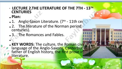 lecture 2.the literature of the 7th - 13th centuries — PPTX