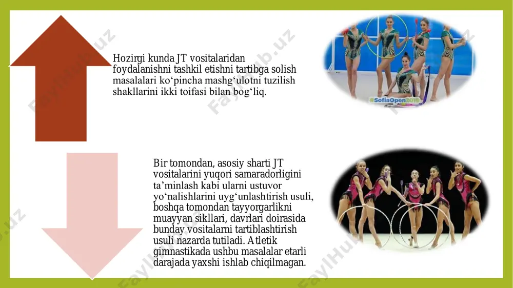 ni hisobgа оlib bоrish lozim. xulosa •men bu mavzudan chiqargan xulosam shundaki.inson har doim sport bilan shugʻullanishi kerakligini tushundim.chunkiy sport sogʻliq garovi hisoblanadi.shugʻullangan odam har doim epchil va chaqqon boʻlib yuradi .biz sportni hayot tarzimizga qoʻshishimiz kerakligini bildim.atletik gimnastika ham inson uchun eng eng kerakli sport turi hisoblanadi shuning uchun u bilan shugʻullanishimiz kerak.... foydalanilgan adabiyotlar ro‘yxati • 1.o’zbekiston respublikasining «jismoniy tarbiya va sport to’g’risida»gi qonuni. 2000 yil 26 may, yangi taxrirda. • 2.o’zbekiston respublikasi prezidentining “o’zbekiston respublikasida bolalar sportini rivojlantirish jamg’armasini tuzish to’g’risida»gi farmoni. 24 oktyabr 2002 yil. • 3.2013 yil 25 fevraldagi o’zbekiston respublikasi prezidentining 2016 yil rio de jenero (brazilya) shaxrida bo’lib o’tadigan xxxi yozgi olimpiyada va xv paralimpiya o’yinlariga tayyorgarlik to’g’risidagi pq 19 23-sonli qarori. • 4.andris e.r., kudratov r.k. yengil atletika o’quv qo’llanma. toshkent 1998 y • 5.arzumanov g.g., malixina l.a., martinova n.b. lyogkaya atletika v uzbekistane. t., «medisina». 1988 g.
