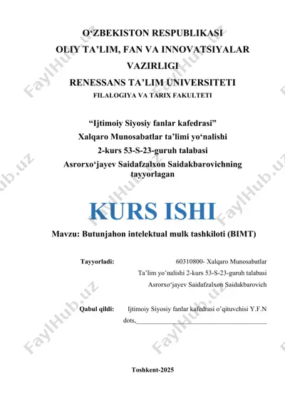 butunjahon intelektual mulk tashkiloti (bimt) — DOCX