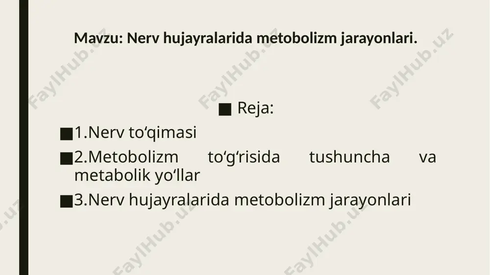 yasi shaklida bo‘lishi mumkin. 2. ekzogen moddalarning hujayra organellalarida parchalanishi va hujayra makromolekulyar kompanentlari o‘tmishdoshiga aylanishi. 3. makromolekulalar sintezi va parchalanishi. metabolik reaksiyalarning ketma-ket kechishi, ayniqsa, markaziy metabolik yo‘llar, barcha tirik organizmlarda bir xildir. bularga krebs sikli, glikoliz, oqsil, yog‘lar, karbon suvlar biosintezi va boshqalar kiradi. bu bilan birga har bir turdagi tirik organizm o‘zining spetsifik metabolic yo‘llariga egadir. masalan: odam, qushlar, reptiliyalarda purin asoslari siydik kislotasigacha parchalanadi, boshqalarda – siydikchil va glioksalat yoki allantoin hosil bo‘ladi. tirik organizm tashqi muhit ta’sirida va qanday ozuqa mahsulotlari ishlatilishiga qarab metabolizm yo‘nalishlari ma’lum darajada o‘zgarishi mumkin. masalan: anaerob sharoitda glikoliz jarayonlari ustun turadi, aerob sharoitda esa – krebs sikli va oksidlanish-fosforillanish jarayonlari ustunlik qiladi. metabolik yo‘llarning bir necha xili tafovut qilinadi: 1. markaziy metabolik yo‘llar – bir necha yuz gramm oqsillar, karbon suvlar, yog‘lar parchalanishi natijasida co2, h2 o va energiya hosil bo‘ladi. 2. ikkilamchi metabolik yo‘llar – bu spetsifik moddalarning hujayrada …