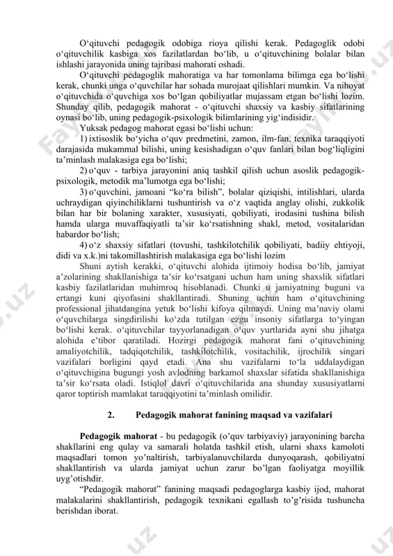 r. 1988 yil yunesko qarori bilan uning 100 yilligiga “makarenko yili” deb e’lon qilindi. a.s.makarenko bo‘lajak pedagog talabalik davridayoq pedagogik mahorat sirlarini o‘rganish zarurligini ta’kidlab, shunday deydi: “nima uchun oliy texnik o‘quv yurtlarida materiallar qarshiligi o‘qitiladi-yu, pedagogik o‘quv yurtlari tarbiya jarayonida, unga shaxsning qarshilik ko‘rsatishi haqidagi fan o‘qitilmaydi?” buyuk pedagogning bu fikriga ukraina pedagogika instituti olimlari katta mas’uliyat bilan qarashdi. ular bir necha yillar davomida makarenko pedagogik mahorati maktabini, mavjud bo‘lgan ilg‘or nazariyot va amaliyotni atroflicha tahlil qilishdi. natijada 1979 yili “pedagogik mahorat asoslari” fani yaratildi va u barcha oliy pedagogika o‘quv yurtlarida o‘qitila boshlandi. bu fanning tuzilish prinsipining o‘ziga xosligi shundaki, u pedagogda shaxs va jamoaga ta’sir eta olishni ta’minlaydigan va turli fanlarga bog‘liq bo‘lgan bilimlarni tanlab, ularni o‘zida mujassamlashtiradi. shuning uchun ham fan dasturiga pedagogik mahorat mohiyati, o‘quvchiga ta’sir etish vositalari va usullari kabi pedagogik mahoratning odatdagi masalalaridan tashqarii, teatr pedagogikasi va notiqlik san’ati haqidagi ma’lumotlar ham kiritilgan. …
