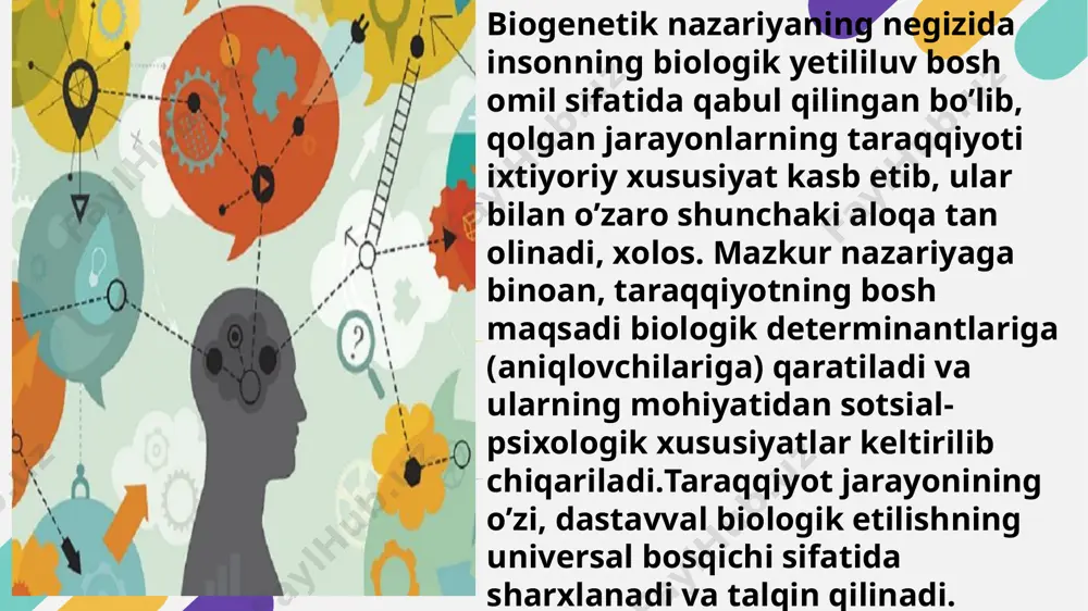 ga ko'ra, aqliy hayotda uchta darajani ajratish mumkin: 1) ong, 2) ongsiz, 3) ongsiz. "ong" darajasi biz ma'lum bir vaqtda anglaydigan hislar va tajribalardan iborat. freydning fikriga ko'ra, ong miyada saqlanadigan barcha ma'lumotlarning ozgina qismini o'z ichiga oladi va odam boshqa signallarga o'tishi bilan ongsiz va ongsiz hududga tezda tushadi. subliminal mintaqa-bu "mavjud xotira" sohasi bo'lib, u hozirgi paytda talab qilinmagan, ammo o'z-o'zidan yoki ongga qaytishi mumkin bo'lgan tajribani o'z ichiga oladi.minimal harakat. bilinçaltı-bu ongning ongli va ongsiz sohalari o'rtasidagi ko'prik thank you image1.jpeg image2.jpeg image3.jpeg image4.jpeg image5.png image6.jpeg