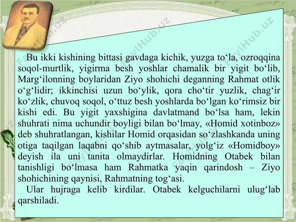 chiqib qoldi. «toshkand hokimi bo‘lg‘an azizbek qo‘qong‘a qarshi bosh ko‘targan. xon tomonidan xiroj (zakot, soliq) uchun yuborilg‘an devon beklarini o‘ldirgan!» ikkinchi kun bu xabar tag‘i ham boshqacha to‘n kiydi: «musulmonqul normuhammad qushbegiga besh ming sipoh qo‘shib, toshkand ustiga jo‘natqan!» bu xabarlar xalq tomonidan juda oddiy, ortiqcha sovuqqonlik bilan qarshi olindilar. bu voqeaga hech kim ajabsinmadi va bunda favquloddalik ko‘rmadi. xalq bunga haqli edi, chunki bunday tinchsizliklarni endi ko‘ra-ko‘ra juda ham o‘rganib qolgan, bu kun bo‘lmasa ertaga o‘zining botirboshisining, oftobachisining, xullas, kim bo‘lsa ham beklaridan birining shunday tinchsizlik chiqarishiga «mumkin va bo‘ladirg‘an ish» deb qarar edi. 7.10.16 ammo biz otabekni bu to‘g‘rida xalq bilan birgalashtira olmaymiz. chunki ul bu xabarga sovuqqonlik bilan qaray olmas edi va qaray olmadi. bu xabarni eshitar ekan, yeb turgani og‘zida, yutkani bo‘g‘zida qoldi: bunday o‘zboshimchalik orqasidan o‘zining ochiq ko‘zi, o‘tkir zehni orqalik mudhish, falokatlik manzaralar ko‘rar, millatini – xalqini – musulmonini qo‘rqunch jar, tegsiz jahannam yoqasida, …