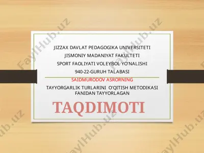tayyorgarlik turlarini o‘qitish metodikasi — PPTX