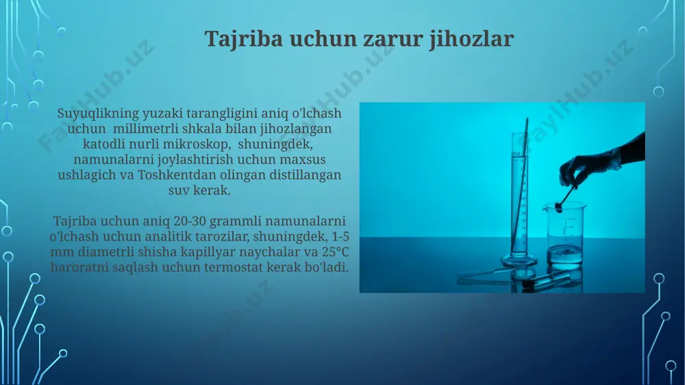 suyuqliklarning sirt tarangligini oʻlchash. rebinder usuli - Page 5