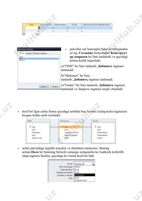 ms access 2010 da mobt jadvallarni bir-biri bilan bog‘lash - Page 4