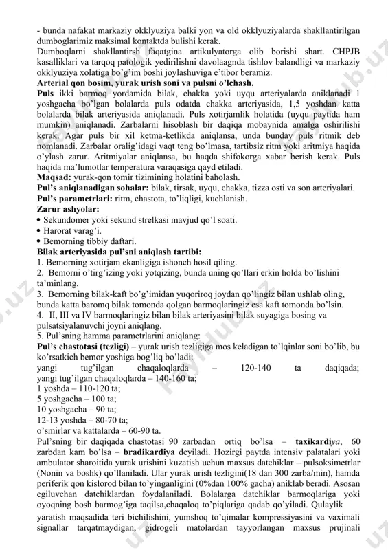 tsional okklyuziyani buzilishi bilan boradigan chpjb kasalliklarini kompleks davolash kuyidagilarni uz ichiga oladi. -ogiz bushligi sanatsiyasi · ogizdagi mavjud bulgan protezlarni korrektsiya kilish · tishlarni tanlab charxlash - ortopedik va ortodontik davolash · fizioterapiya va miogimnastika chpjb kasalliklarini ortopedik davolashga kuyidagi xolatlar kursatma bulishi mumkin. tish katorlarini butunligini buzilishi, okklyuzion munosobatini buzilishi, tishlovni pasayishi zaminida kechadigan yuz jag sistemasi faoliyati buzilishlari (disfunktsiyalar) xolatlarida kullaniladi. shunday kilib ortopedik davolash chpjb disfunktsiyasiga olib keladigan va ta’sir kilayotgan patogen faktorlarni bartaraf etish va muxofaza kilishga karatilgan ortopedik davolash doimiy va vaktinchalik davolash apparatlari quyish bilan amalga oshiriladi. vaktinchalik davolash apparatlariga okklyuzion shinalar, plasmassa koplamalar, immediant protezlar. doimiy davolash protezlari olib kuyiladigan va olib kuyilmaydigan. okklyuzion shinalar – bunday davolovchi shinalar mushak bo’g’im disfunktsiyasida simptomlarni bartaraf etish uchun bo’g’im boshi xolatini normallashtiradi va okklyuziya balandligini tiklaydi. bundan tashkari okklyuzion shinalar ishlatiladi: -mushak tonuslarini pasaytirishga kumakchi yordam sifatida -tishlarni gichirlash, tishlrni ezish (bosim) ogrik simptomlarni …