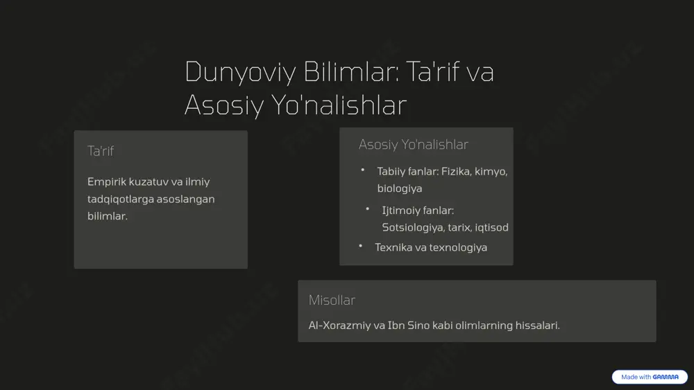 markazlar imom buxoriy markazi o'zbekiston islom akademiyasi 8 muammolar va yechimlar muammolar jaholat va diniy spekulyatsiya fanatik qarashlar yechimlar ta'lim va ma'rifatni rivojlantirish tanqidiy fikrlashni shakllantirish diniy bag'rikenglikni targ'ib qilish 9 xulosa mutanosiblik ahamiyati jamiyat taraqqiyoti uchun zarur shart. kelajak avlod komil insonlarni tarbiyalashda asos. hamkorlik chaqarishi olimlar, ulamolar va ta'lim xodimlari uchun. 10 image1.png image2.png image3.png image4.png image5.png image6.png image7.png image8.png image9.png image10.png image11.png