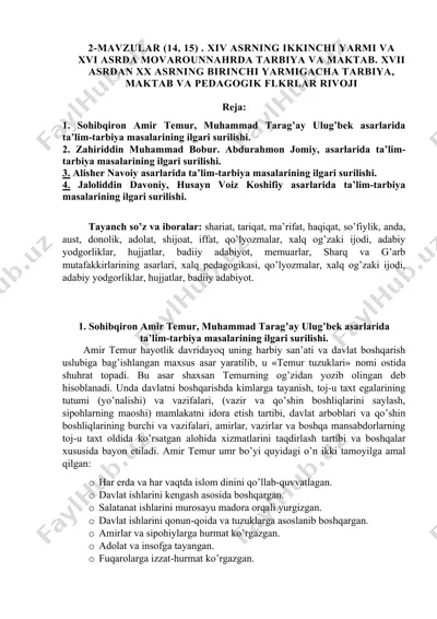 tarbiya va maktabning tarixiy rivojlari — DOC