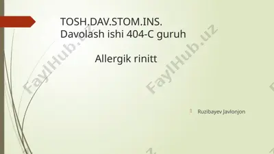 allergik rinit davolashishi — PPTX