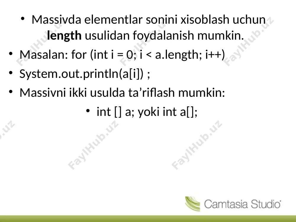 java dasturlash tilida massivlar - Page 5