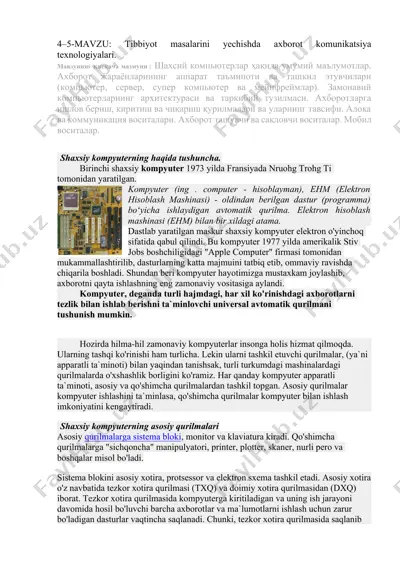shaxsiy kompyuterlar haqida — DOCX